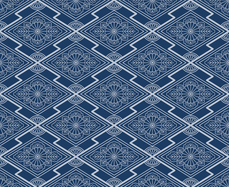 Japanese Zigzag Flower Diamond Vector Seamless Patternのイラスト素材