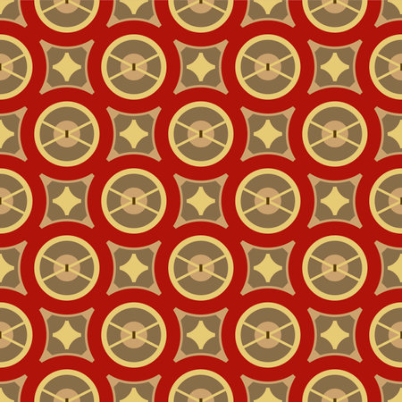 Japanese Gold Circle Net Motif Vector Seamless Patternのイラスト素材