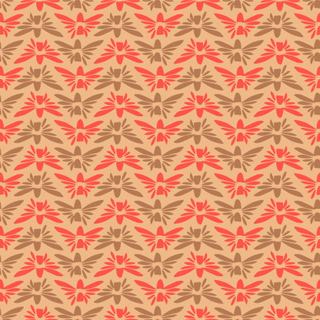 Japanese Flower Motif Zigzag Vector Seamless Patternのイラスト素材