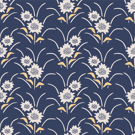 Japanese Flower Leaf Motif Vector Seamless Patternのイラスト素材