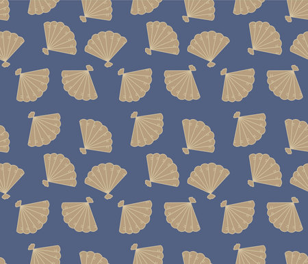 Japanese Folding Fan Vector Seamless Patternのイラスト素材