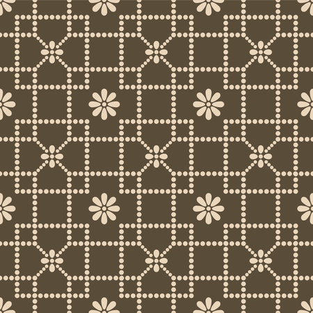 Japanese Flower Square Vector Seamless Patternのイラスト素材