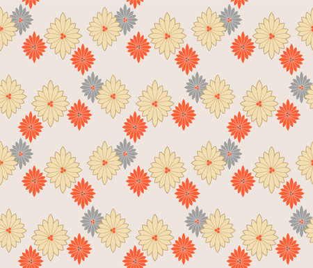 Japanese Round Diamond Flower Vector Seamless Patternのイラスト素材