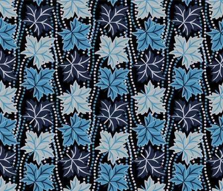 Japanese Wild Leaf Zigzag Vector Seamless Patternのイラスト素材