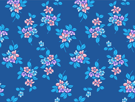 Japanese Pretty Bouquet Vector Seamless Patternのイラスト素材