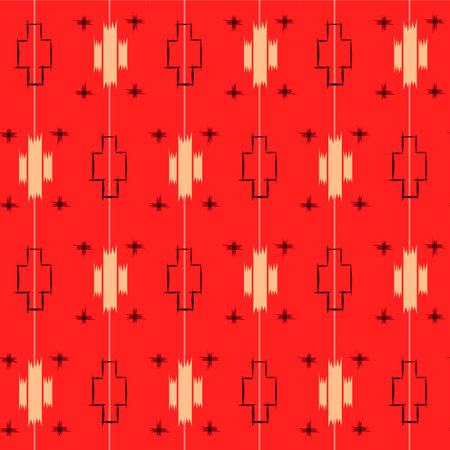 Japanese Embroidery Star Cross Shape Vector Seamless Patternのイラスト素材