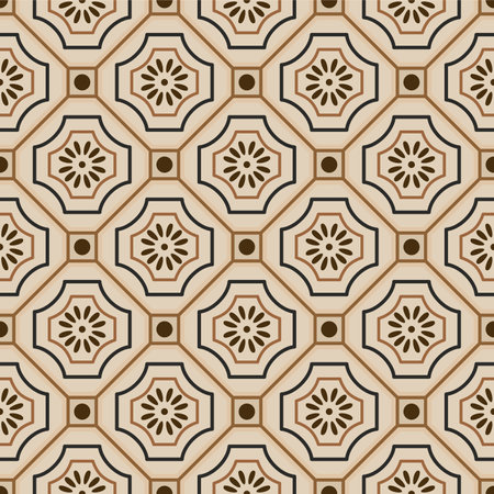 Japanese Diamond Flower Mosaic Vector Seamless Patternのイラスト素材