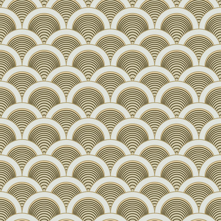 Japanese Circle Fan Wave Vector Seamless Patternのイラスト素材