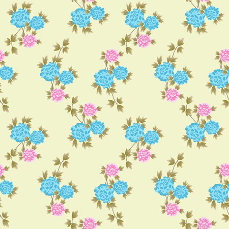 Japanese Wild Flower Leaf Vector Seamless Patternのイラスト素材