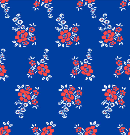 Japanese Pretty Bouquet Vector Seamless Patternのイラスト素材