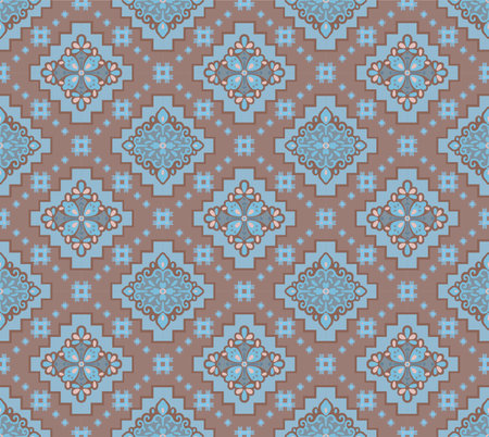 Japanese Cross Flower Diamond Vector Seamless Patternのイラスト素材