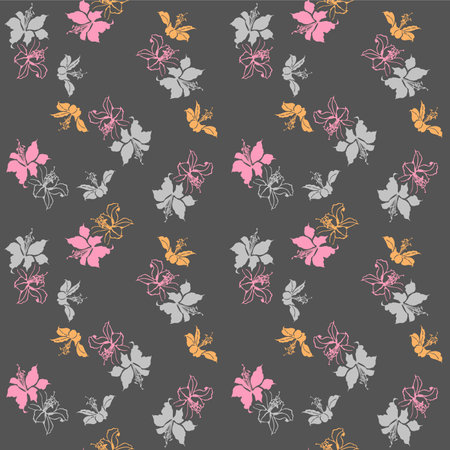 Japanese Wild Orchid Flower Vector Seamless Patternのイラスト素材