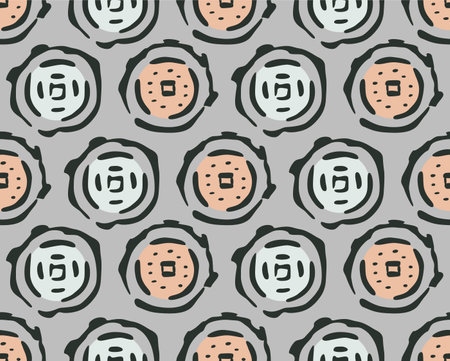 Japanese Circle Vintage Coin Vector Seamless Patternのイラスト素材