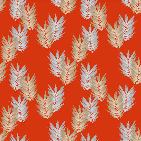 Japanese Brush Feather Motif Vector Seamless Patternのイラスト素材