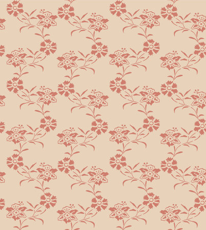 Japanese Classic Flower Art Motif Vector Seamless Patternのイラスト素材