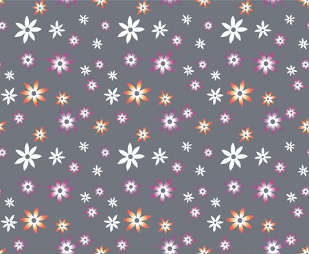 Japanese Star Flower Vector Seamless Patternのイラスト素材