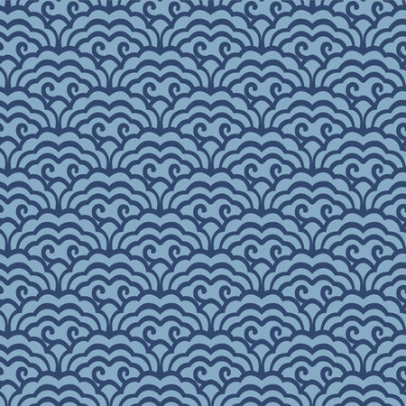 Japanese Cloud Wave Vector Seamless Patternのイラスト素材