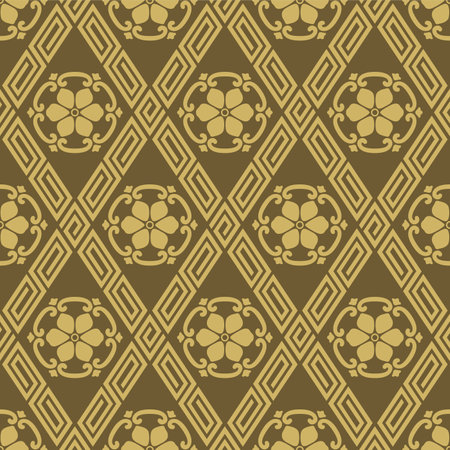 Japanese Flower Diamond Vector Seamless Patternのイラスト素材