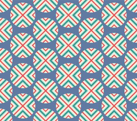Japanese Colorful Line Circle Vector Seamless Patternのイラスト素材
