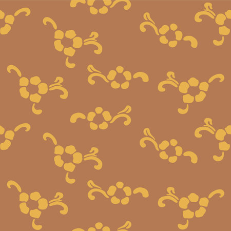 Japanese Curl Flower Leaf Motif Vector Seamless Patternのイラスト素材