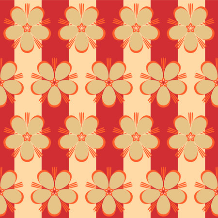 Japanese Gold Cherry Blossom Motif Vector Seamless Patternのイラスト素材