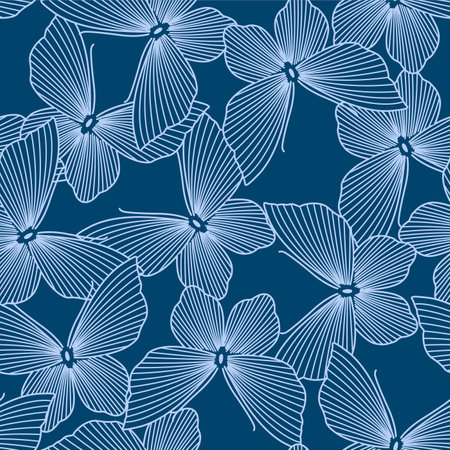 Japanese Butterfly Line Vector Seamless Patternのイラスト素材