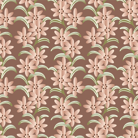 Japanese Wild Flower Leaf Vector Seamless Patternのイラスト素材