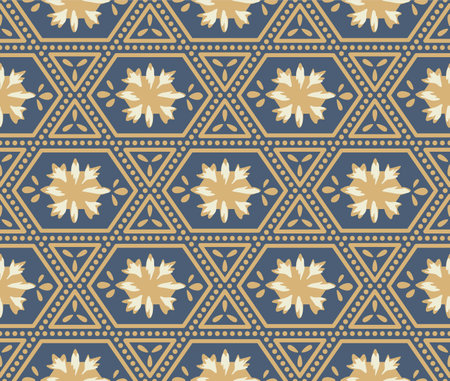 Japanese Hexagon Net Petal Vector Seamless Patternのイラスト素材