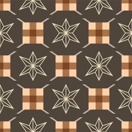 Japanese Star Leaf Motif Mosaic Vector Seamless Patternのイラスト素材