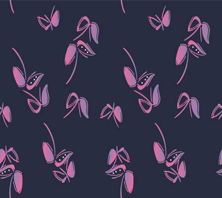 Japanese Flying Butterfly Vector Seamless Patternのイラスト素材