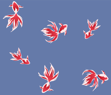 Japanese Swim Golden Fish Vector Seamless Patternのイラスト素材