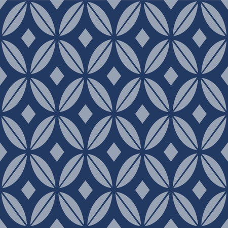 Japanese Ellipse Diamond Flower Vector Seamless Patternのイラスト素材