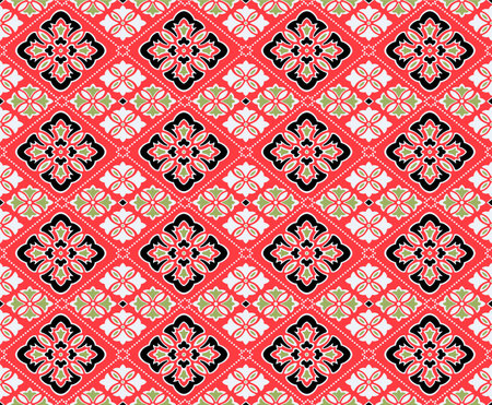 Japanese Flower Diamond Vector Seamless Patternのイラスト素材