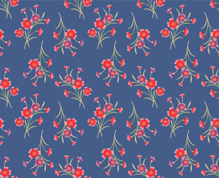 Japanese Pretty Bouquet Vine Vector Seamless Patternのイラスト素材