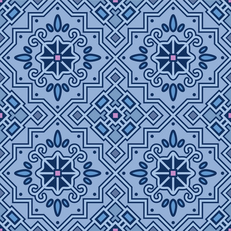 Japanese Geometric Star Mosaic Vector Seamless Patternのイラスト素材