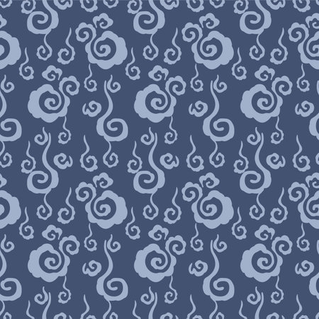 Japanese Art Cloud Motif Vector Seamless Patternのイラスト素材