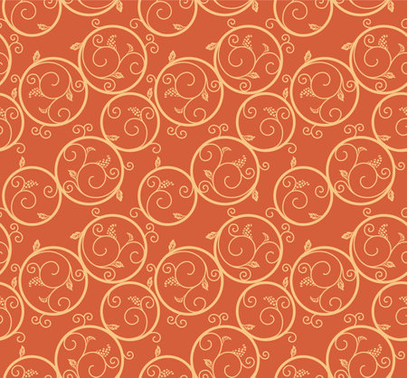 Japanese Curl Flower Circle Vector Seamless Patternのイラスト素材