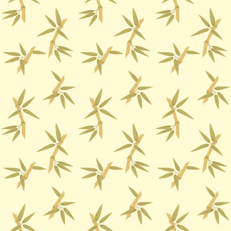 Japanese Bamboo Leaf Motif Vector Seamless Patternのイラスト素材