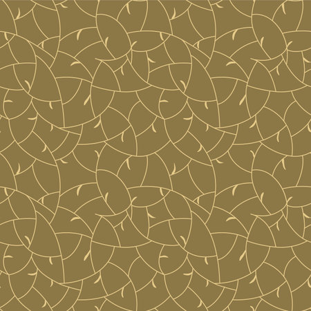 Japanese Curl Leaf Line Vector Seamless Patternのイラスト素材