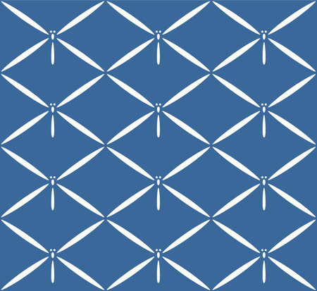 Japanese Dragonfly Diamond Vector Seamless Patternのイラスト素材