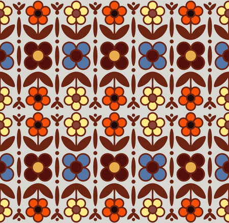 Japanese Cute Flower Motif Vector Seamless Patternのイラスト素材