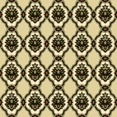 Japanese Flower Motif Mosaic Vector Seamless Patternのイラスト素材
