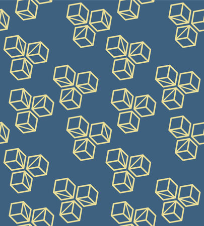 Japanese Line Cube Vector Seamless Patternのイラスト素材