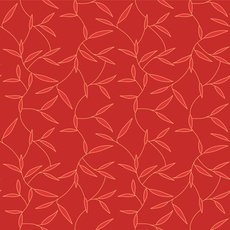 Japanese Leaf Branch Line Vector Seamless Patternのイラスト素材