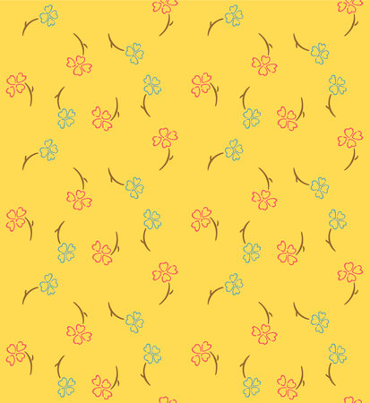 Japanese Pretty Flower Fall Vector Seamless Patternのイラスト素材