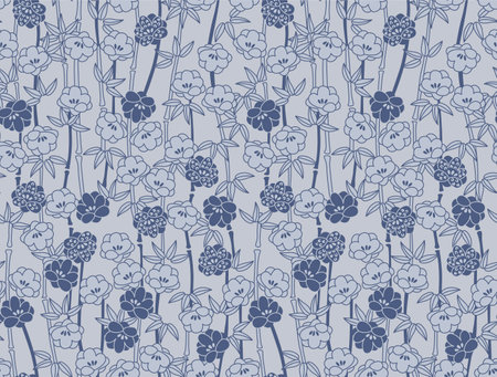 Japanese Flower Bamboo Vector Seamless Patternのイラスト素材