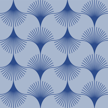 Japanese Line Fan Flower Vector Seamless Patternのイラスト素材