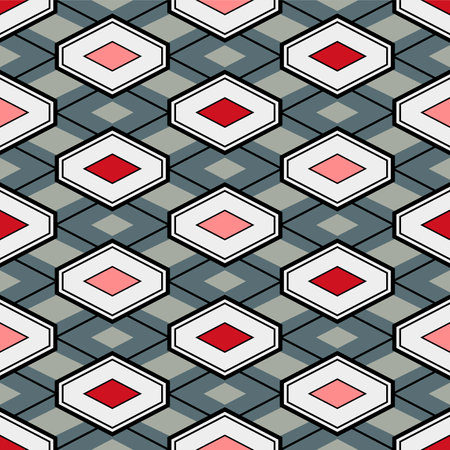 Japanese Hexagon Diamond Net Vector Seamless Patternのイラスト素材