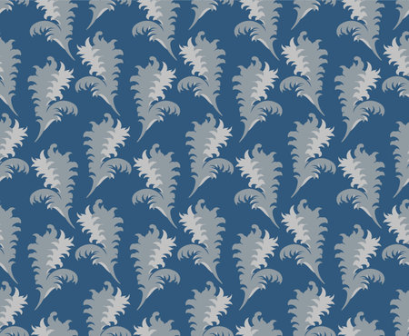 Japanese Silhouette Feather Bouquet Vector Seamless Patternのイラスト素材