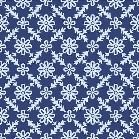Japanese Pretty  Flower Net Vector Seamless Patternのイラスト素材